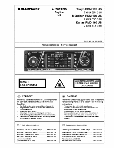 BLAUPUNKT MUNCHEN RDM169 SERVICE MANUAL